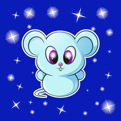 snow mouse. christmas; new year. stars on a blue background. EPC 10. vector