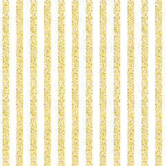 Seamless background with stripes of gold shining tinsel on white