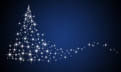 Christmas tree from stars abstract christmas winter background