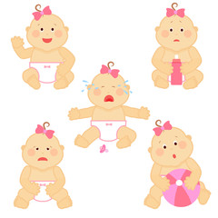 Small baby emotions vector illustration