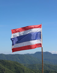 Thailand Flag on mountain and sky background