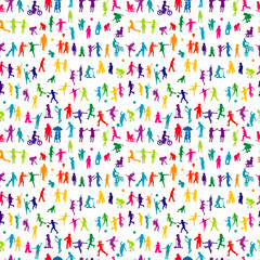 Colorful children silhouettes seamless
