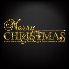 Gold glitter Merry Christmas  lettering design message