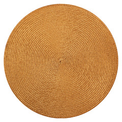 Round woven straw mat isolated on white background