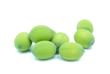 Fresh lotus seeds on white background.
