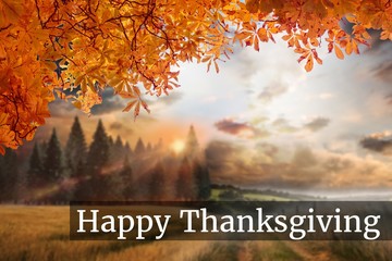 Thanksgiving Message on Autumn Background Design