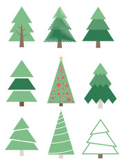 Obraz premium Set of stylized Christmas trees. Vector collection firs.