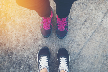 Couple Man and Woman Feet in Love Romantic Outdoor