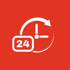 Time, clock icon. Time and watch, timer, 24 hours symbol. UI. Web. Logo. Sign. Flat design. App. Stock