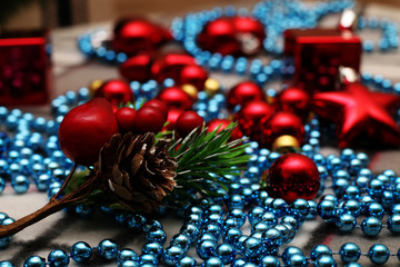 Various, colorful, interesting, unusual Christmas decorations