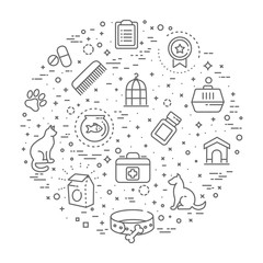 pet shop concept illustration,line design vector template