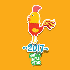 vector new year 2017 with cartoon funny rooster
