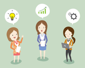 Business woman  are brainstorming ,vector illustration business cartoon