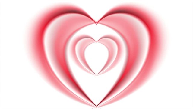 Bright red hearts on white abstract motion background. Video animation Ultra HD 4K 3840x2160