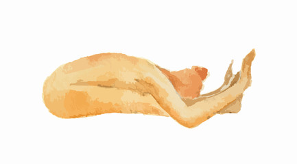 Watercolor yoga pose on white background. Asana. Healthy lifestyle and relaxation.