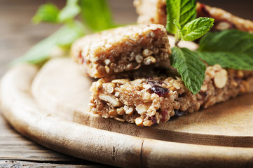 Healthy cereal bars with berry