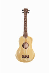Naklejka premium Isolater watercolor guitar on white background. Wooden acoustic guitar.