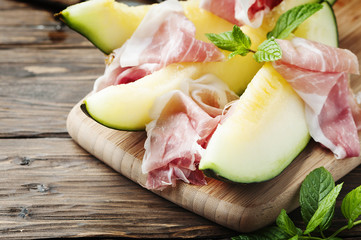 Fresh melon and spanish hamon