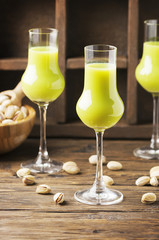 Italian traditional liquor with pistachio