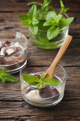 Mousse with cream and chocolate
