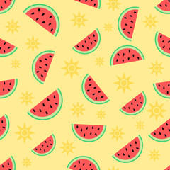 Summer and watermelon, Seamless seasonal pattern with abstract watermelon slices