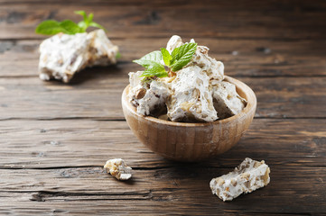 Traditional italian nougat with nuts