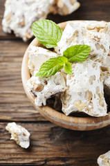 Traditional italian nougat with nuts