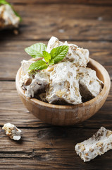 Traditional italian nougat with nuts