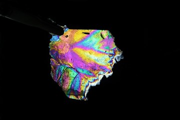 Mica mineral muscovite, photographed in cross polarized light