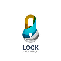 Vector creative abstract lock logo created with lines
