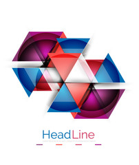 Colorful triangles on white background