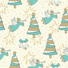Christmas and New Year seamless pattern background - 126964497