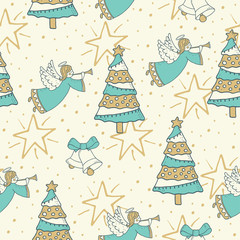 Christmas and New Year seamless pattern background