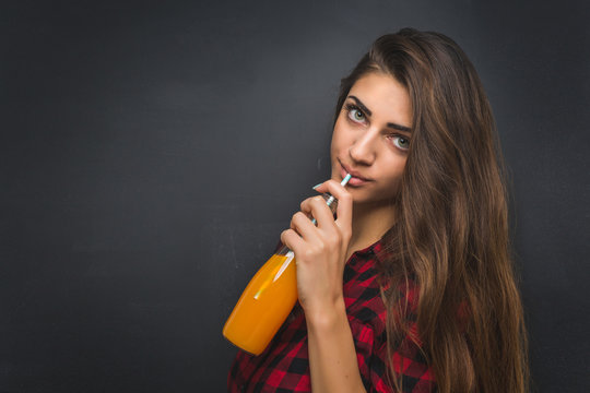 Woman Drinking Cider Drink