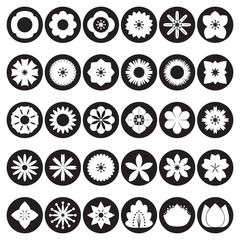 collection of flower icons, vector, flat icon on white background