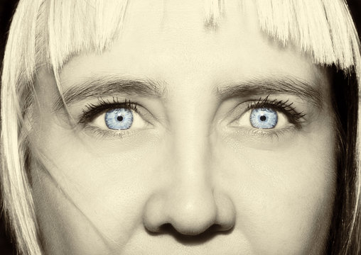 Beautiful insightful look women's blue eyes