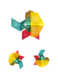 Set of abstract geometric paper graphic layouts