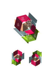 Set of abstract geometric paper graphic layouts