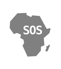 Isolated Africa map with    the text SOS