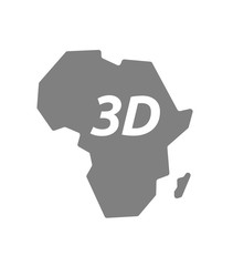 Isolated Africa map with    the text 3D