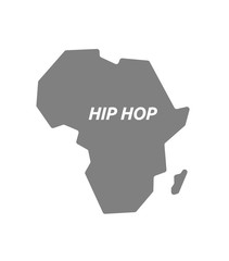 Isolated Africa map with    the text HIP HOP