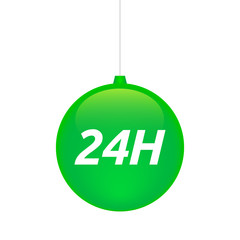 Isolated christmas ball with    the text 24H