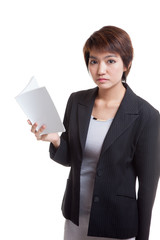 Young Asian business woman with a book.