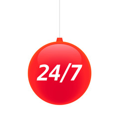 Isolated christmas ball with    the text 24/7