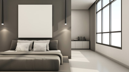 Fototapeta na wymiar Bedroom interior design minimal loft - 3D render