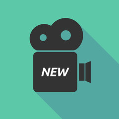 Long shadow camera icon with    the text NEW