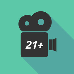 Long shadow camera icon with    the text 21+
