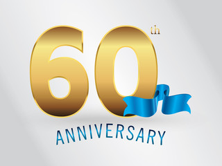60 Years Anniversary Gold Logo and Blue Ribbon