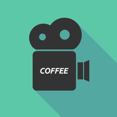 Long shadow camera icon with    the text COFFEE