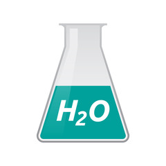 Isolated test tube with    the text H2O
